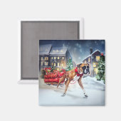 Boxer Kerstmis Feestelijk Seizoen Magneet (Voorkant / Achterkant)