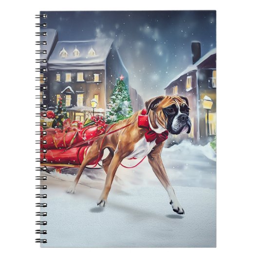 Boxer Kerstmis Feestelijk Seizoen Notitieboek (Voorkant)