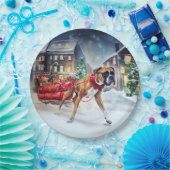 Boxer Kerstmis Feestelijk Seizoen Papieren Bordje (Feest)