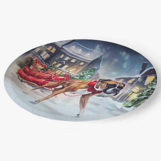 Boxer Kerstmis Feestelijk Seizoen Papieren Bordje (Gekanteld)