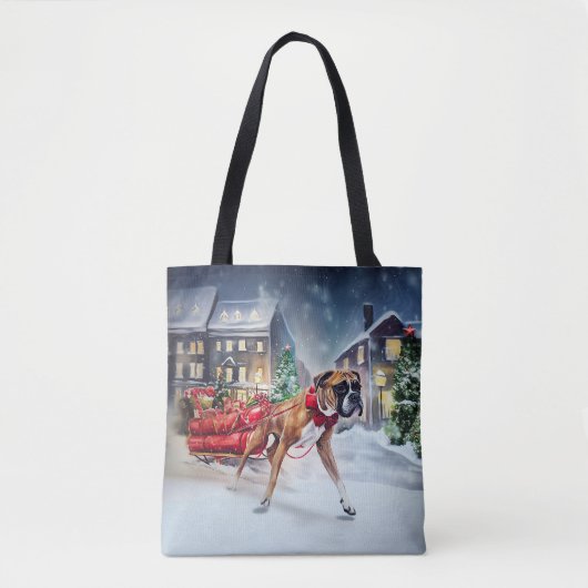 Boxer Kerstmis Feestelijk Seizoen Tote Bag (Voorkant)