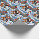 Boxer Kerstmis Festieve Sneeuw Scene Cadeaupapier (Hoek)