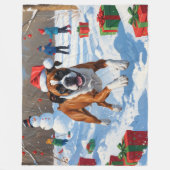 Boxer Kerstmis Festieve Sneeuw Scene Fleece Deken (Voorkant)