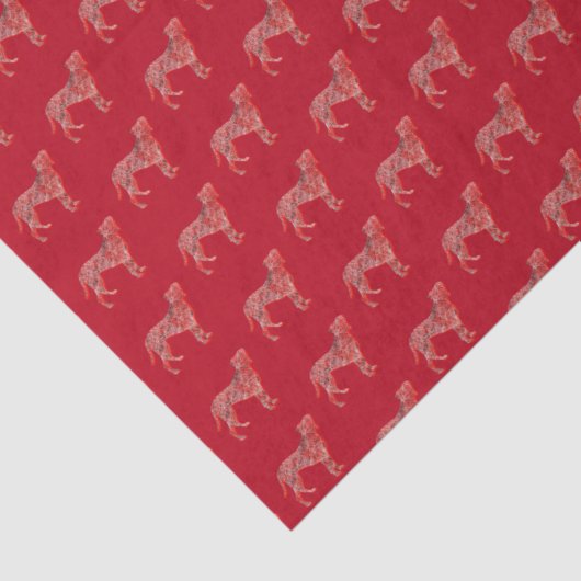 Boxer Kerstmis Hond Leuk Silhouet Rood Tissuepapier (Detail)