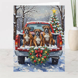 Boxer Kerstmis Rode Truck Holiday Kaart