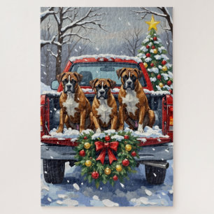 Boxer Kerstmis Rode Truck Holiday Legpuzzel