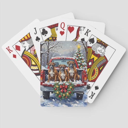 Boxer Kerstmis Rode Truck Holiday Pokerkaarten (Achterkant)