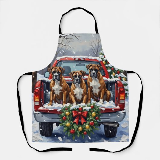 Boxer Kerstmis Rode Truck Holiday Schort (Voorkant)