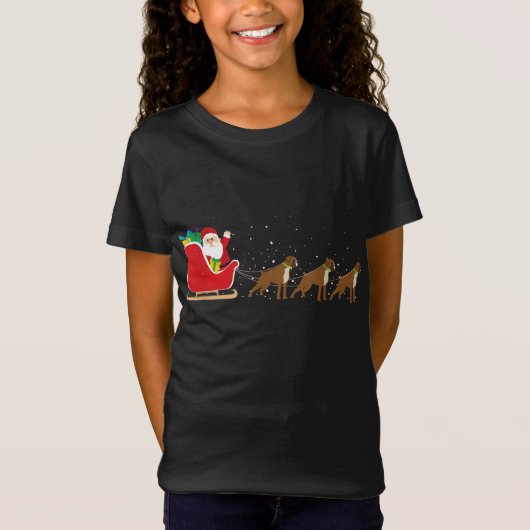 Boxer Kerstmis Sleigh - Grappige Boxer Hond XMA T-shirt (Voorkant)