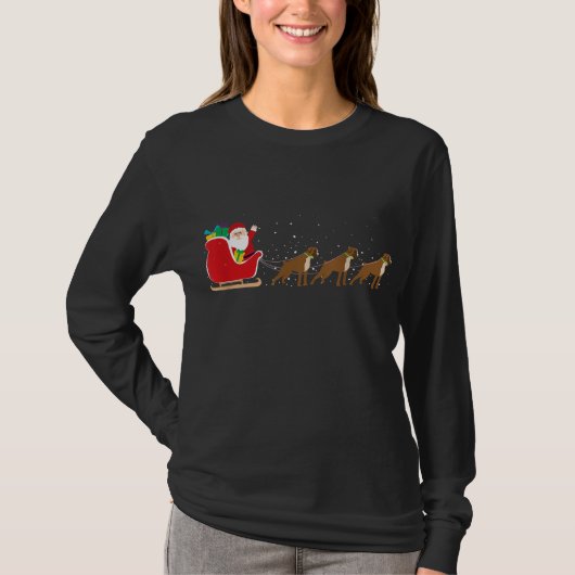 Boxer Kerstmis Sleigh - Grappige Boxer Hond XMA T-shirt (Voorkant)