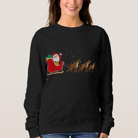 Boxer Kerstmis Sleigh - Grappige Boxer Hond XMA Trui (Voorkant)