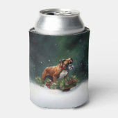 Boxer Kerstmis sneeuw winter Blikjeskoeler (Blikje Voorkant)