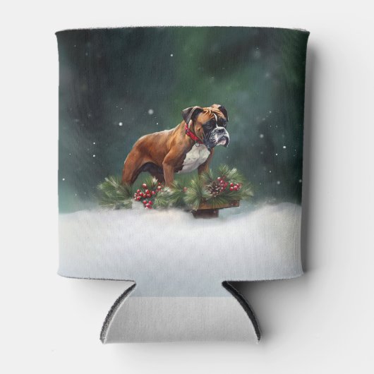 Boxer Kerstmis sneeuw winter Blikjeskoeler (Voorkant)