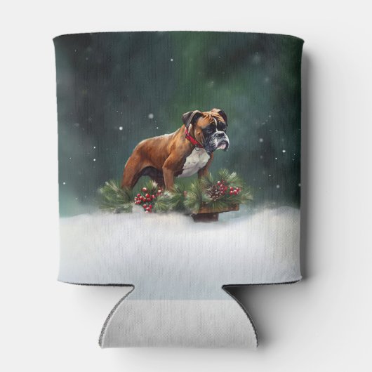 Boxer Kerstmis sneeuw winter Blikjeskoeler (Achterkant)