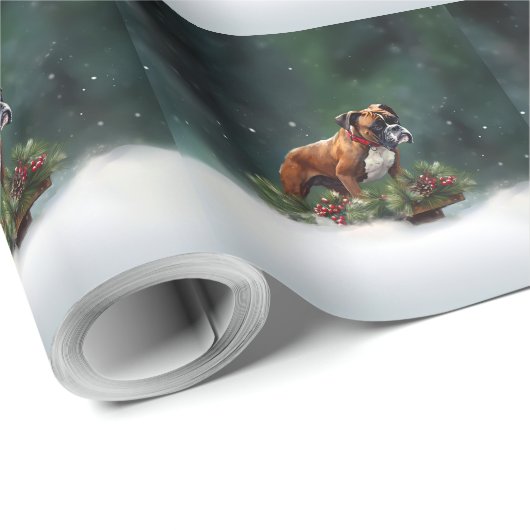 Boxer Kerstmis sneeuw winter Cadeaupapier (Rol Hoek)