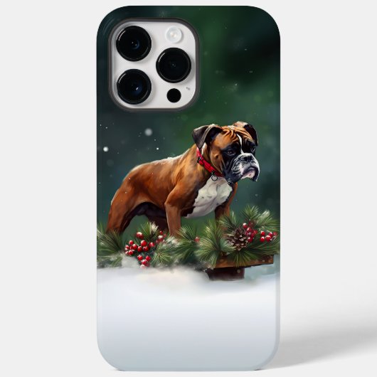 Boxer Kerstmis sneeuw winter Case-Mate iPhone Case (Achterkant)