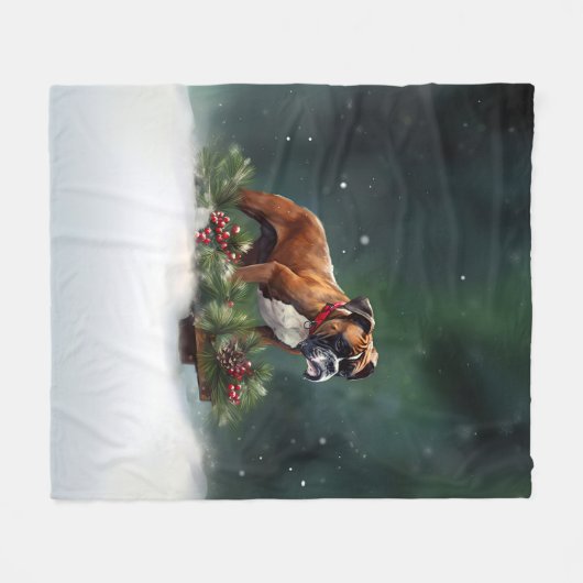 Boxer Kerstmis sneeuw winter Fleece Deken (Voorkant (Horizontaal))