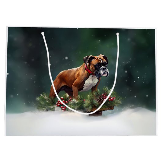 Boxer Kerstmis sneeuw winter Groot Cadeauzakje (Achterkant)
