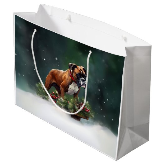 Boxer Kerstmis sneeuw winter Groot Cadeauzakje (Achterkant Gekanteld)