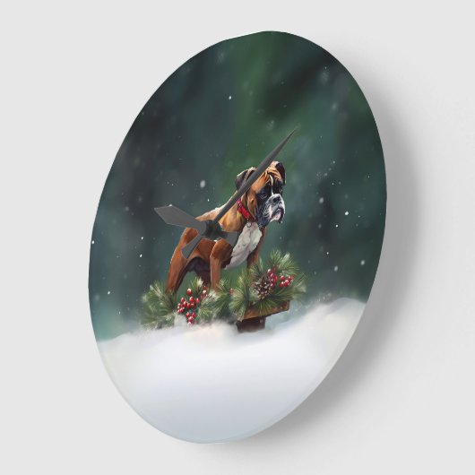 Boxer Kerstmis sneeuw winter Grote Klok (Hoek)