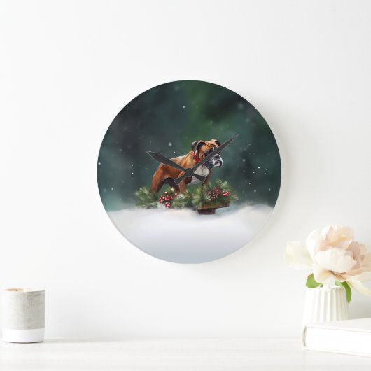 Boxer Kerstmis sneeuw winter Grote Klok (Huis)