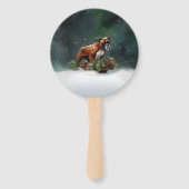 Boxer Kerstmis sneeuw winter Handwaaier (Achterkant)