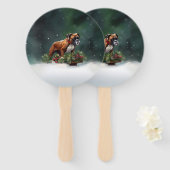 Boxer Kerstmis sneeuw winter Handwaaier (Voorkant en achterkant)