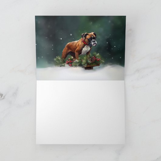 Boxer Kerstmis sneeuw winter Kaart (Binnen)