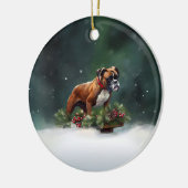 Boxer Kerstmis sneeuw winter Keramisch Ornament (Links)