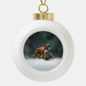 Boxer Kerstmis sneeuw winter Keramische Bal Ornament (Voorkant)