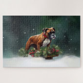 Boxer Kerstmis sneeuw winter Legpuzzel (Horizontaal)