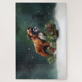 Boxer Kerstmis sneeuw winter Legpuzzel (Verticaal)