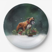 Boxer Kerstmis sneeuw winter Papieren Bordje (Voorkant)
