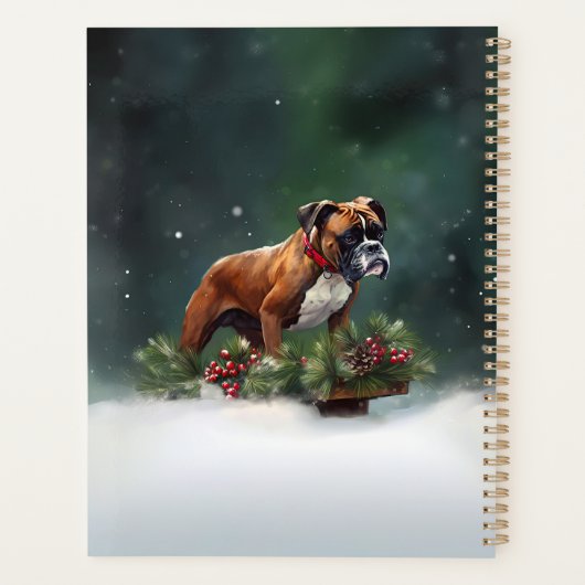 Boxer Kerstmis sneeuw winter Planner (Achterkant)
