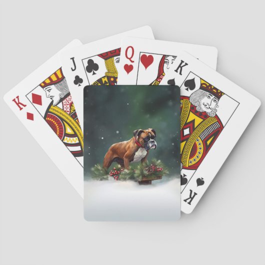 Boxer Kerstmis sneeuw winter Pokerkaarten (Achterkant)