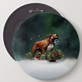 Boxer Kerstmis sneeuw winter Ronde Button 6,0 Cm (Voorkant /achterkant)