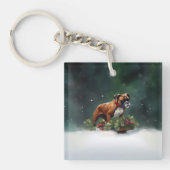 Boxer Kerstmis sneeuw winter Sleutelhanger (Voorkant)