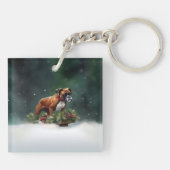 Boxer Kerstmis sneeuw winter Sleutelhanger (Achterkant)