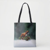Boxer Kerstmis sneeuw winter Tote Bag (Voorkant)