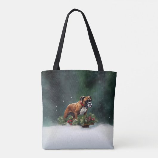 Boxer Kerstmis sneeuw winter Tote Bag (Achterkant)