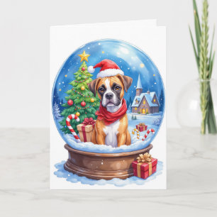 Boxer Kerstmis Sneeuwbol Vakantie Winter Hond Kaart