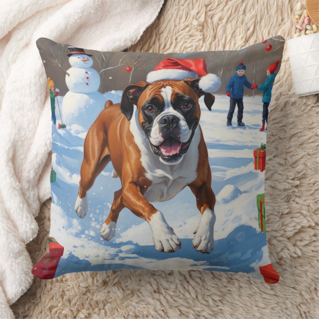 Boxer Kerstmis Sneeuwlandschap Kussen (Deken)