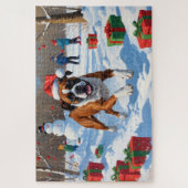 Boxer Kerstmis Sneeuwlandschap Legpuzzel (Verticaal)
