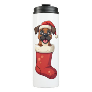Boxer Kerstmis Stocking hond Thermosbeker