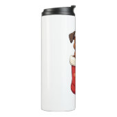 Boxer Kerstmis Stocking hond Thermosbeker (Gedraaid links)