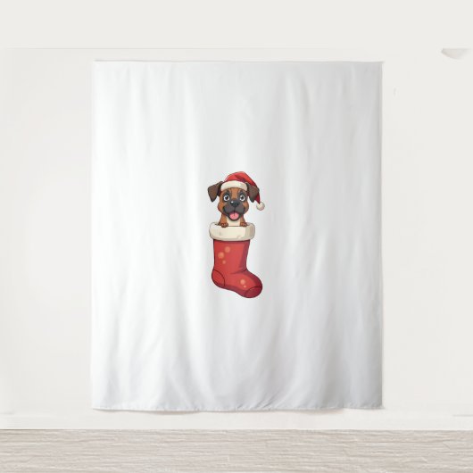 Boxer Kerstmis Stocking hond Wandkleed (Voorkant)