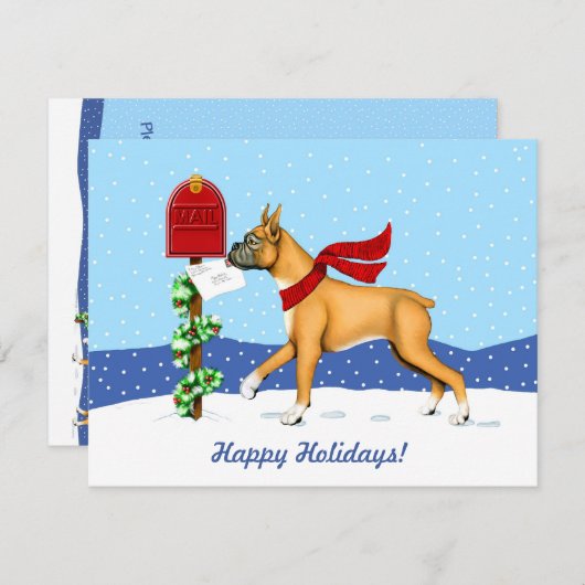 Boxer-kerstpost Kaart (Voorkant / Achterkant)