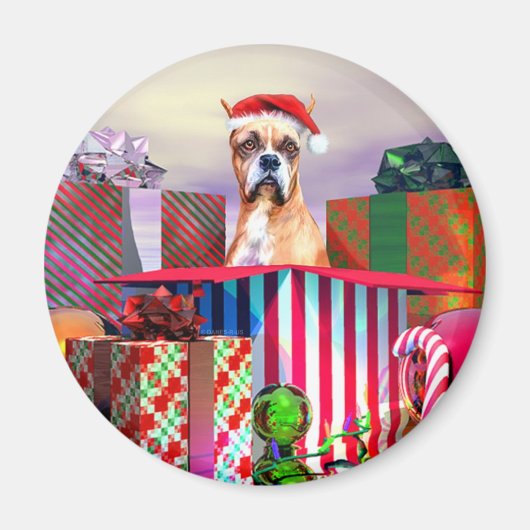 Boxer-kerstverrassing Magneet (Voorkant)