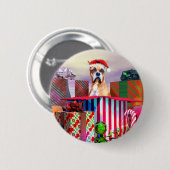 Boxer-kerstverrassing Ronde Button 5,7 Cm (Voorkant /achterkant)