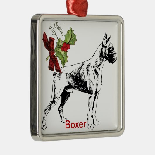 Boxer Kerstversiering Metalen Ornament (Rechts)